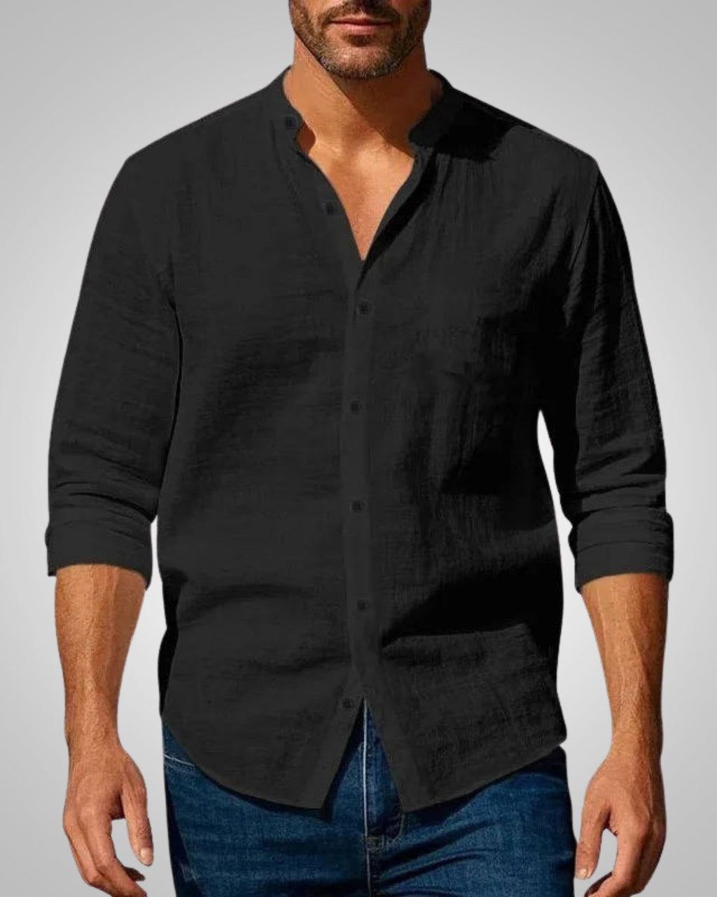Theodore | Men's Band Collar Slim-Fit Summer Shirt
