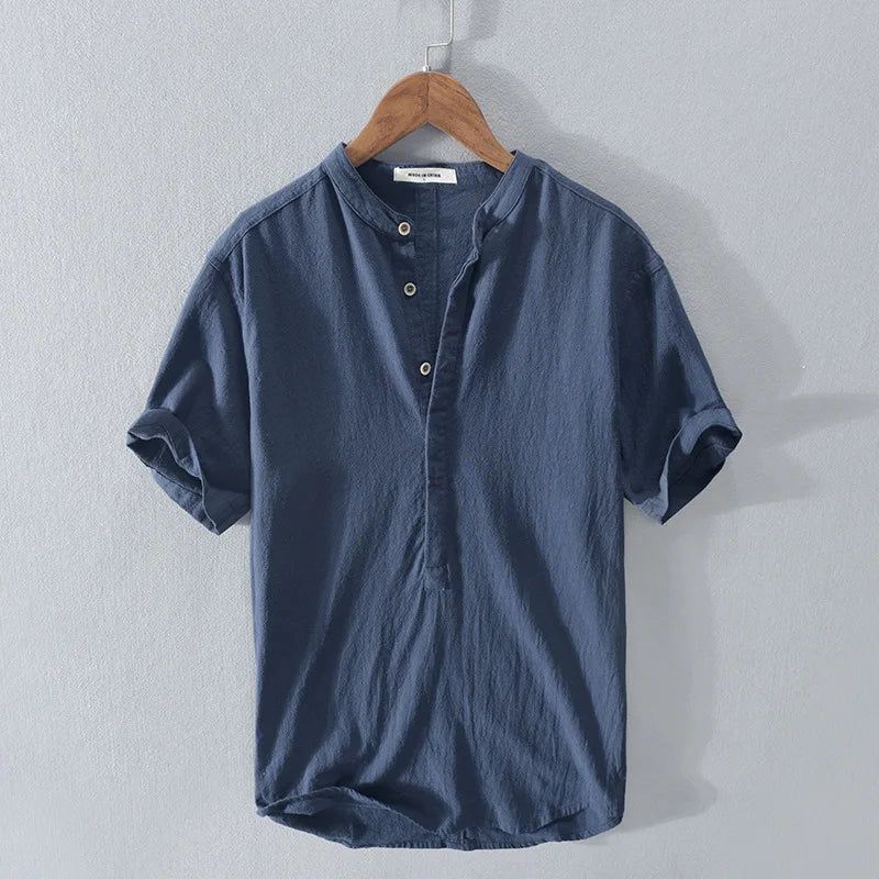 Zaylen | Men's Stand-Collar Short Sleeve Shirt – Casual Wear