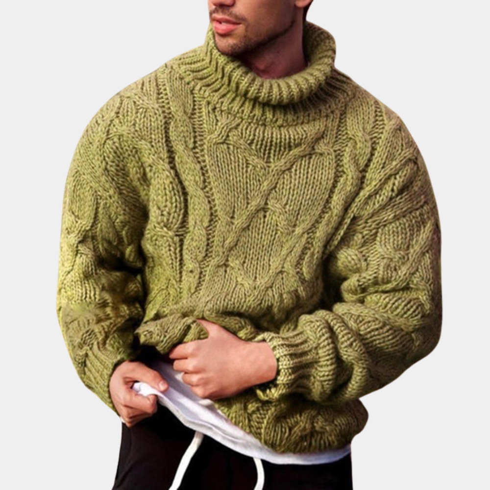 Callum | Men's Cable-Knit Turtleneck Sweater – Weekend Errands