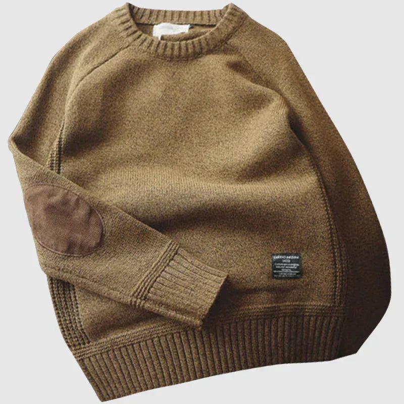 James | Men's Elbow-Patch Sweater with Ribbed Trim