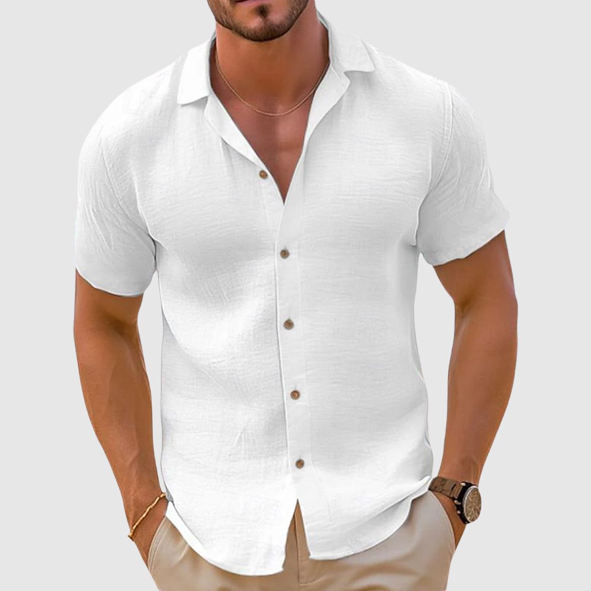 Milo | Men's Short Sleeve Linen-Look Shirt – Summer Casual