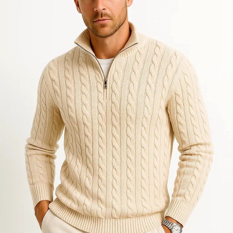 Arsenio | Men's Cable Knit Quarter-Zip Sweater – Weekend Layering