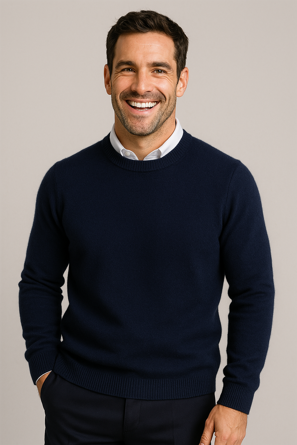 Men's Crew Neck Sweater | Classic Ribbed Knit Pullover