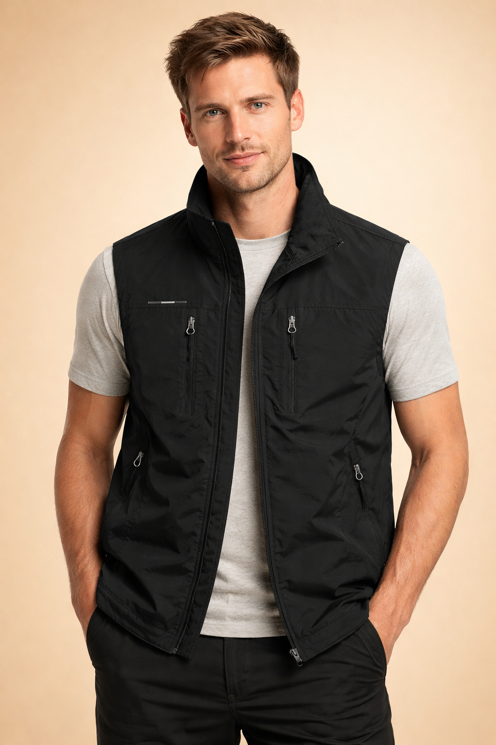 Damian | Men's Zip-Front Utility Bodywarmer with Pockets
