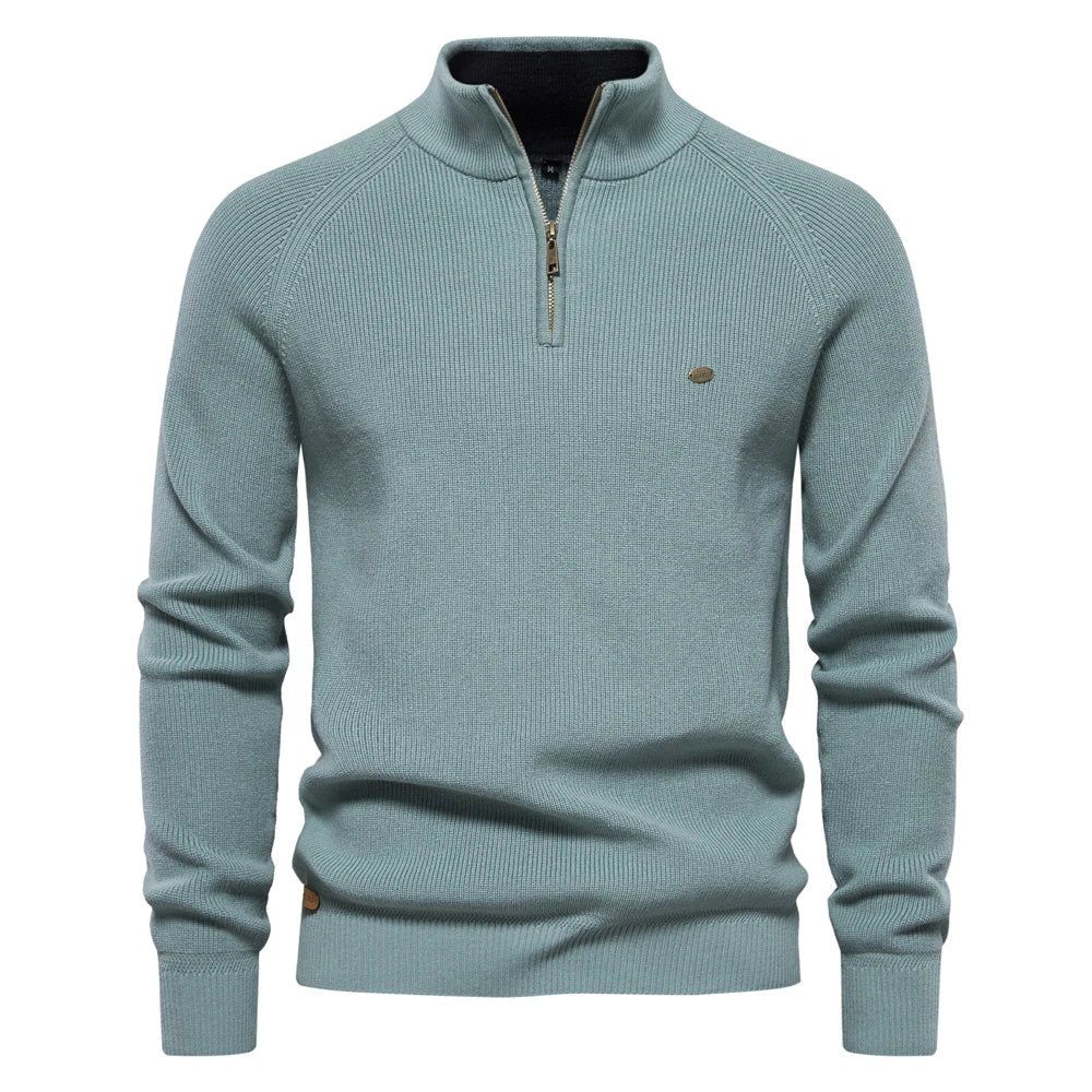 Kai | Men's Zip-Up Sweater Ribbed Cuffs – Winter Layering