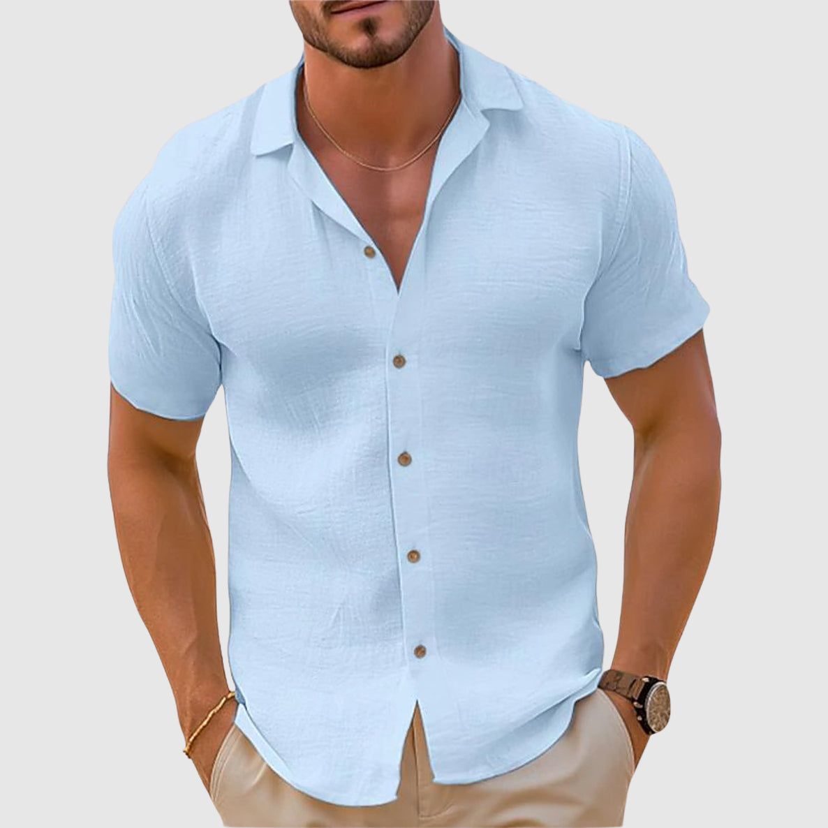 Milo | Men's Short Sleeve Linen-Look Shirt – Summer Casual