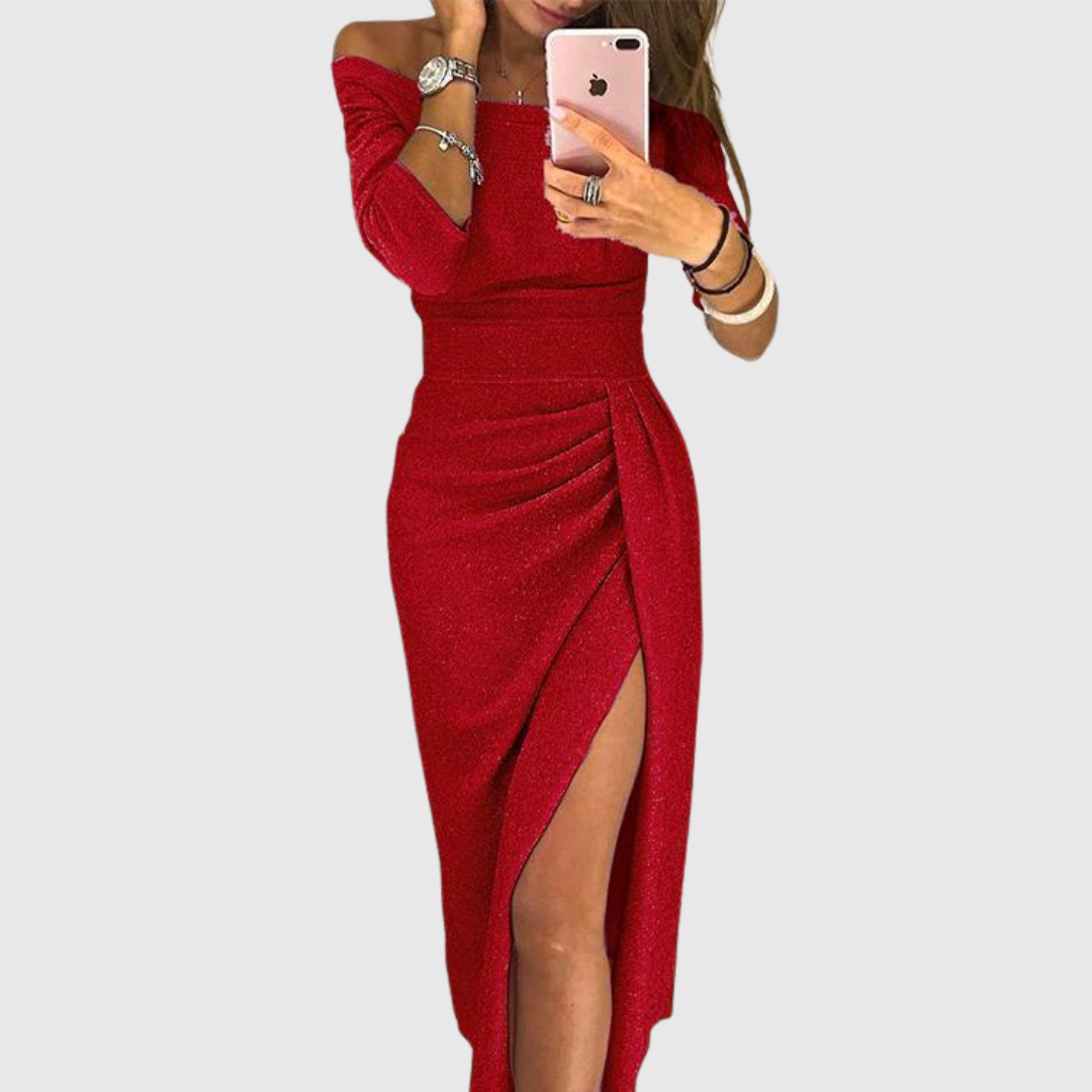 Sariel | Halter Neck Draped Maxi Dress for Women