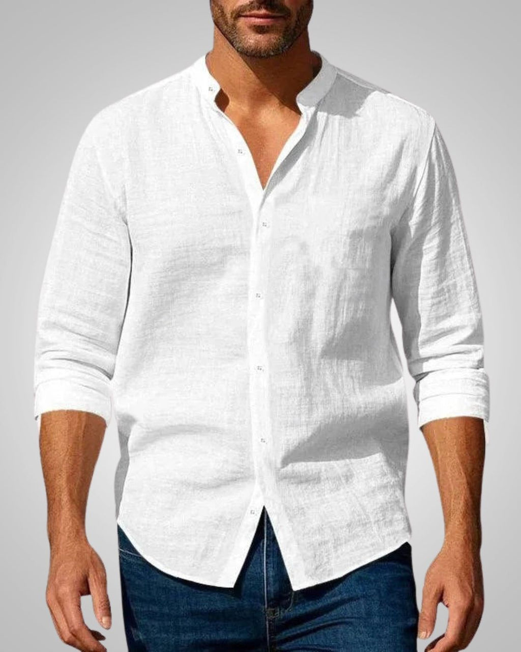 Theodore | Men's Band Collar Slim-Fit Summer Shirt