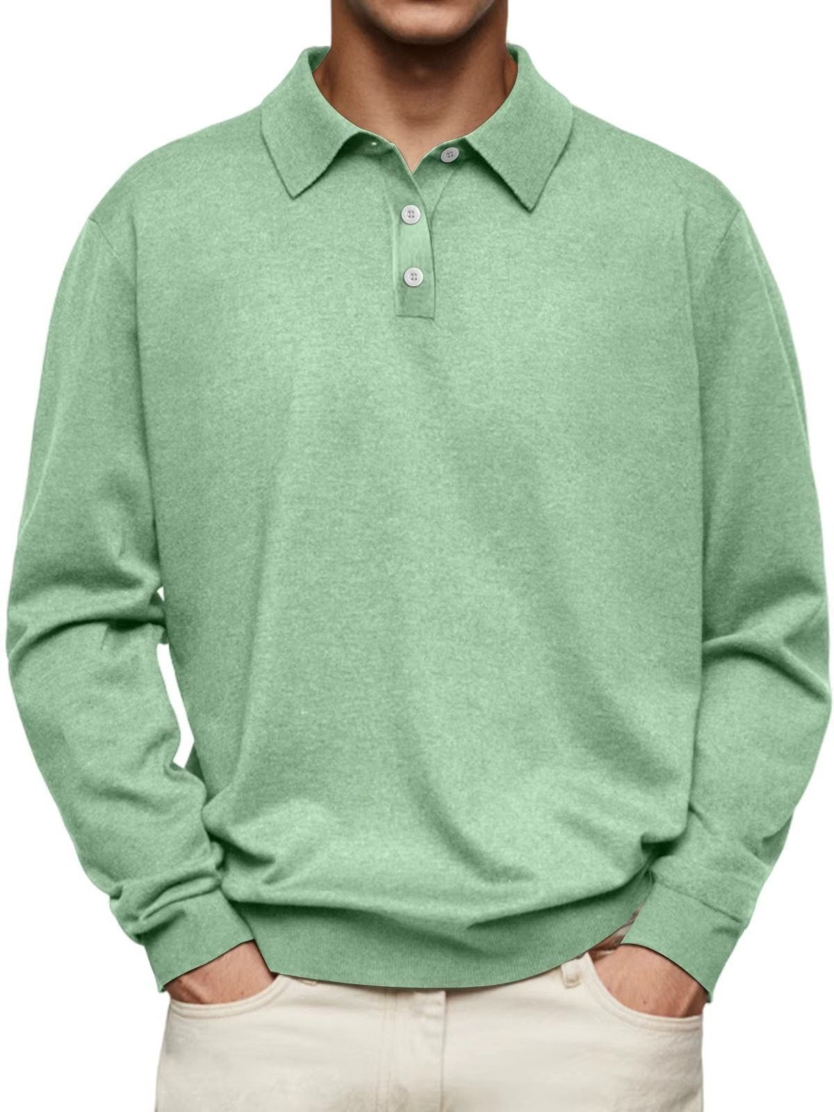 Elias | Men's Ribbed Knit Long Sleeve Polo Shirt – Weekend Casual