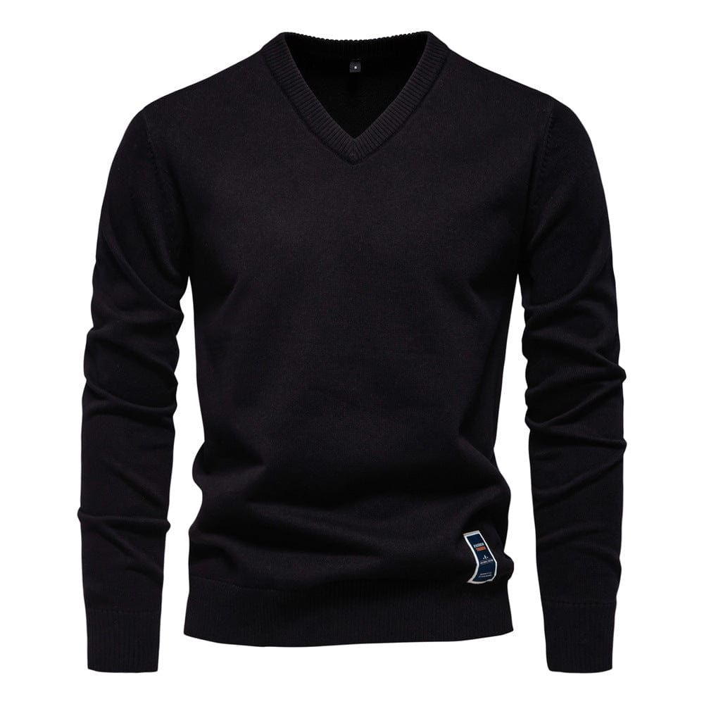 Laurent | Men's V-Neck Sweater Long Sleeve Ribbed Trim