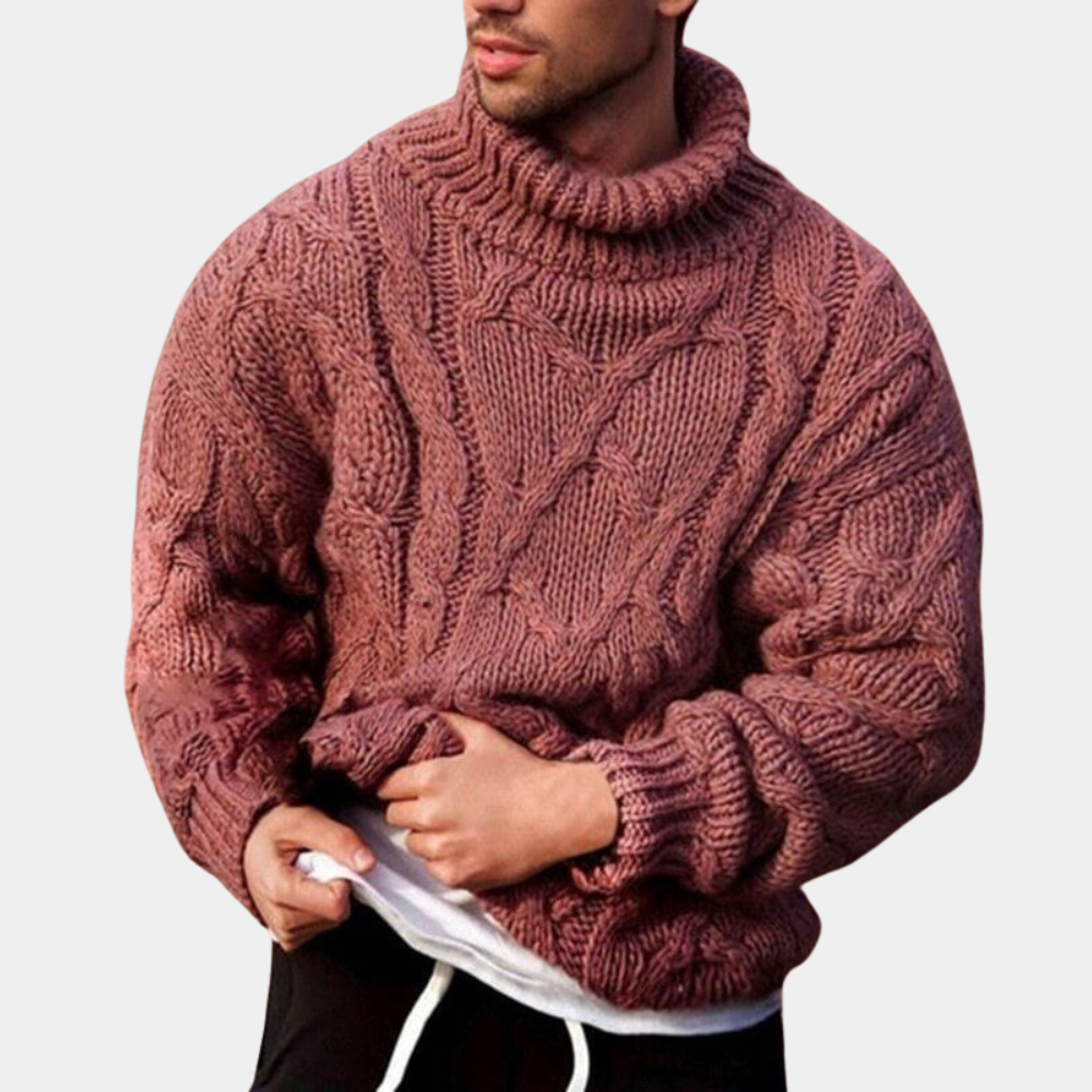 Callum | Men's Cable-Knit Turtleneck Sweater – Weekend Errands