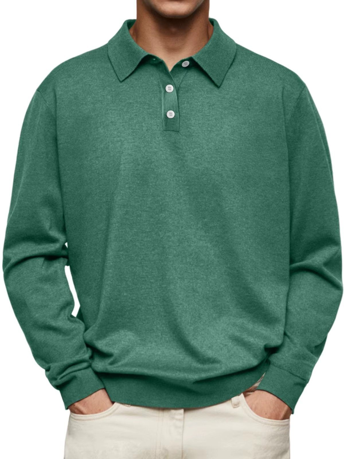 Elias | Men's Ribbed Knit Long Sleeve Polo Shirt – Weekend Casual