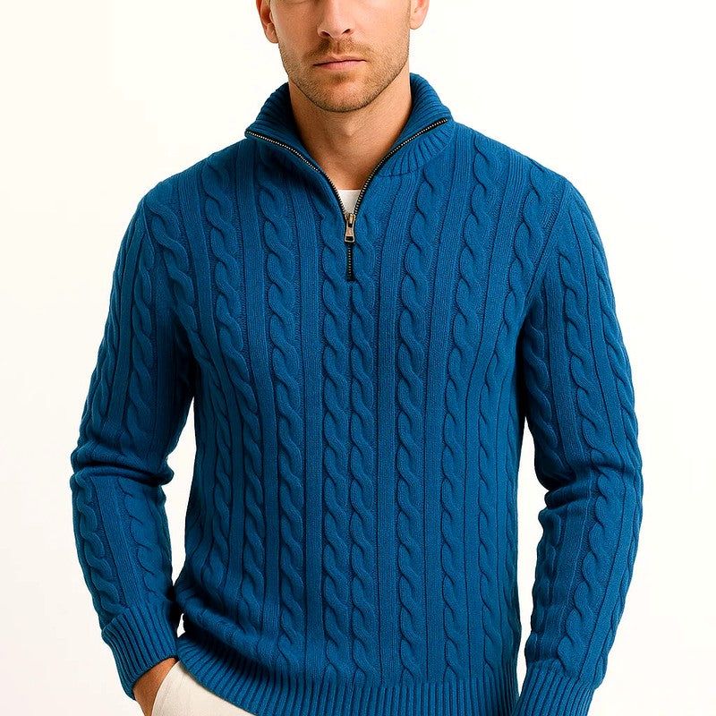 Arsenio | Men's Cable Knit Quarter-Zip Sweater – Weekend Layering