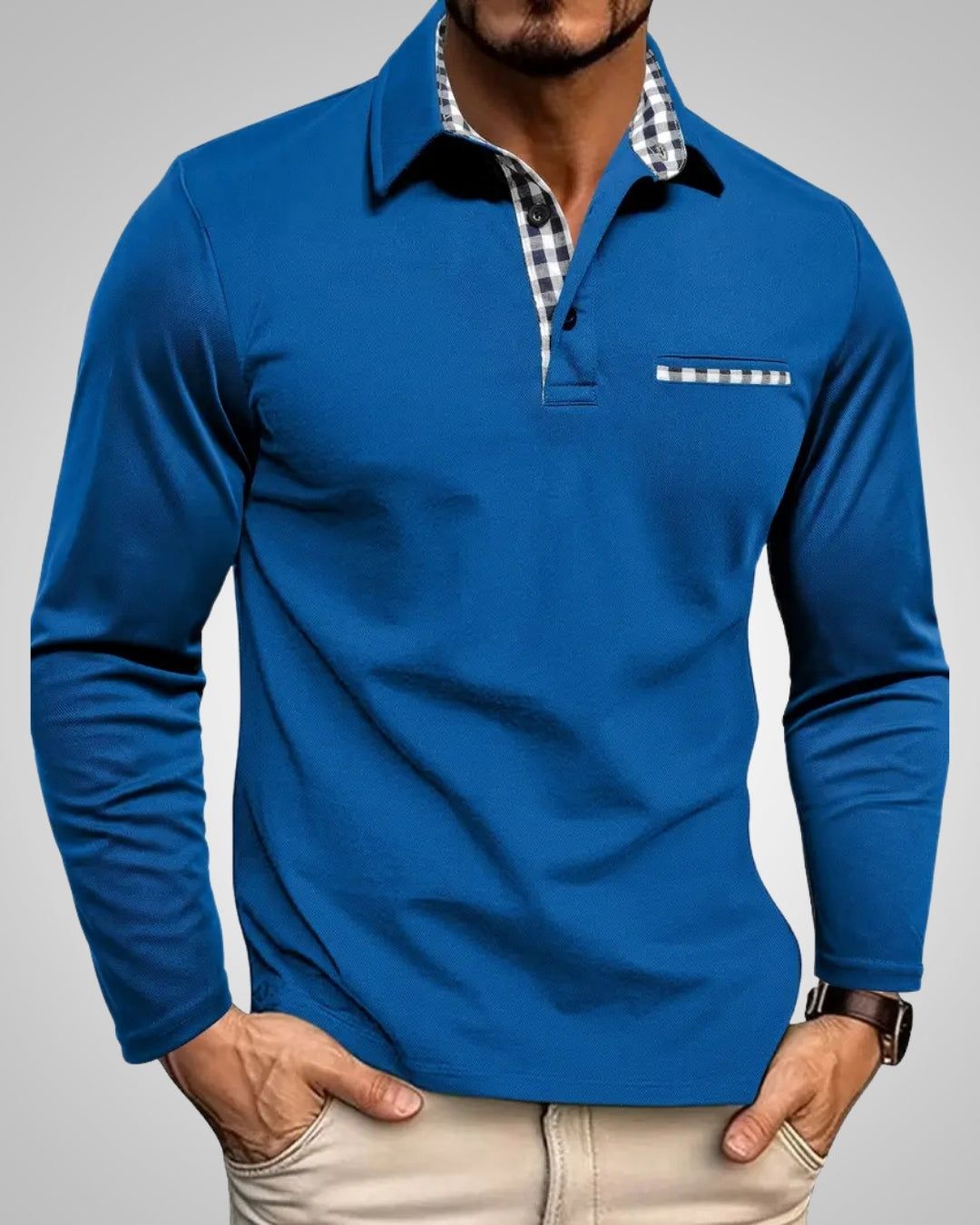 Noah | Men's Long Sleeve Polo Shirt with Button Front