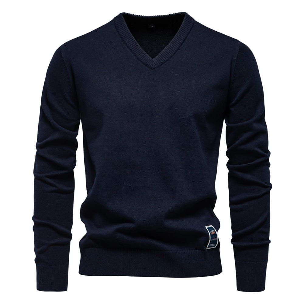 Laurent | Men's V-Neck Sweater Long Sleeve Ribbed Trim