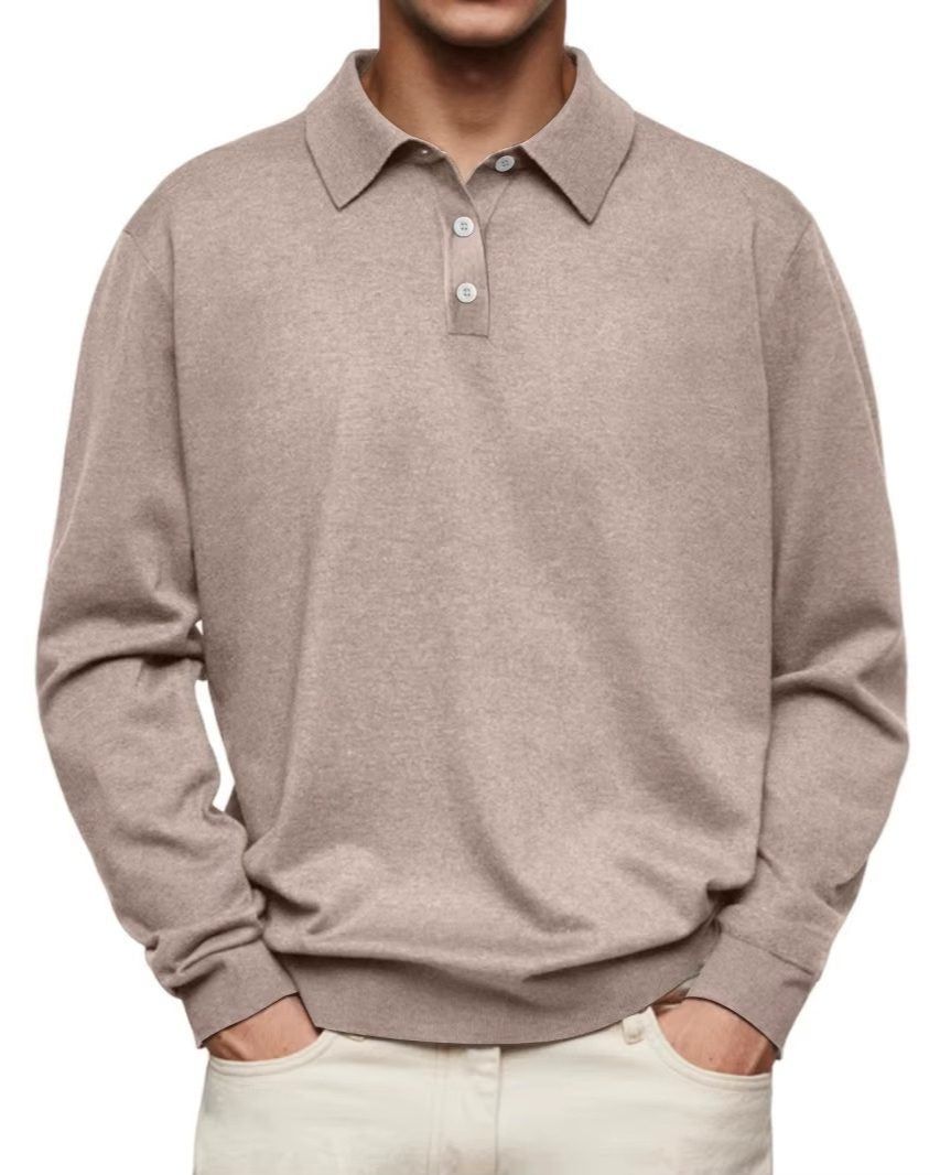 Elias | Men's Ribbed Knit Long Sleeve Polo Shirt – Weekend Casual