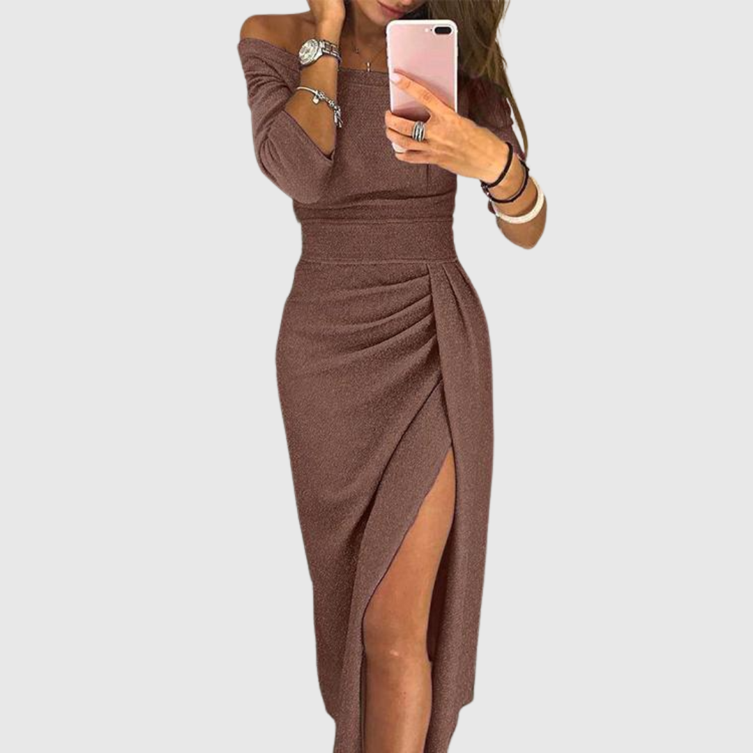Sariel | Halter Neck Draped Maxi Dress for Women
