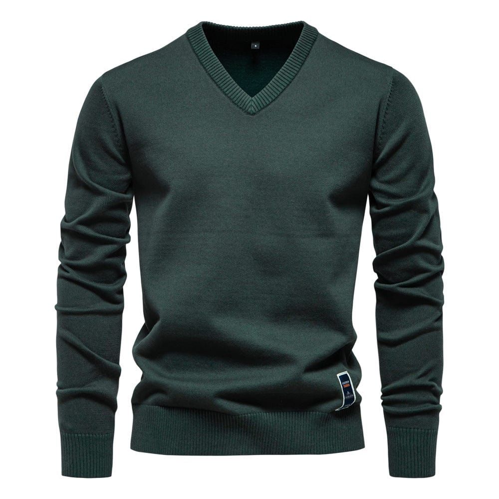 Laurent | Men's V-Neck Sweater Long Sleeve Ribbed Trim