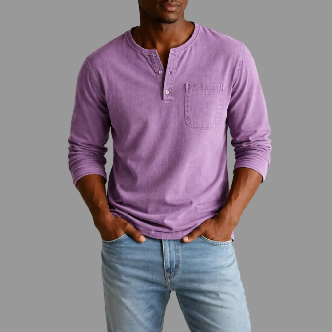 Foster | Men's Henley Long Sleeve Shirt with Chest Pocket