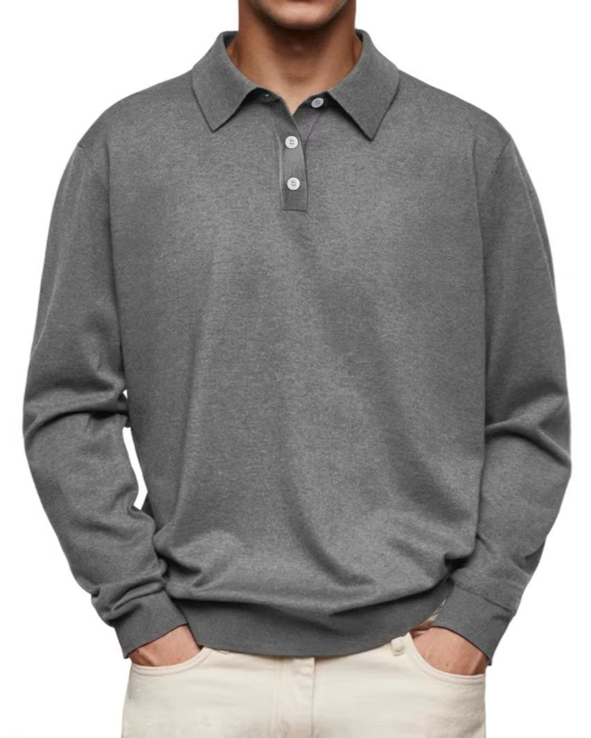 Elias | Men's Ribbed Knit Long Sleeve Polo Shirt – Weekend Casual