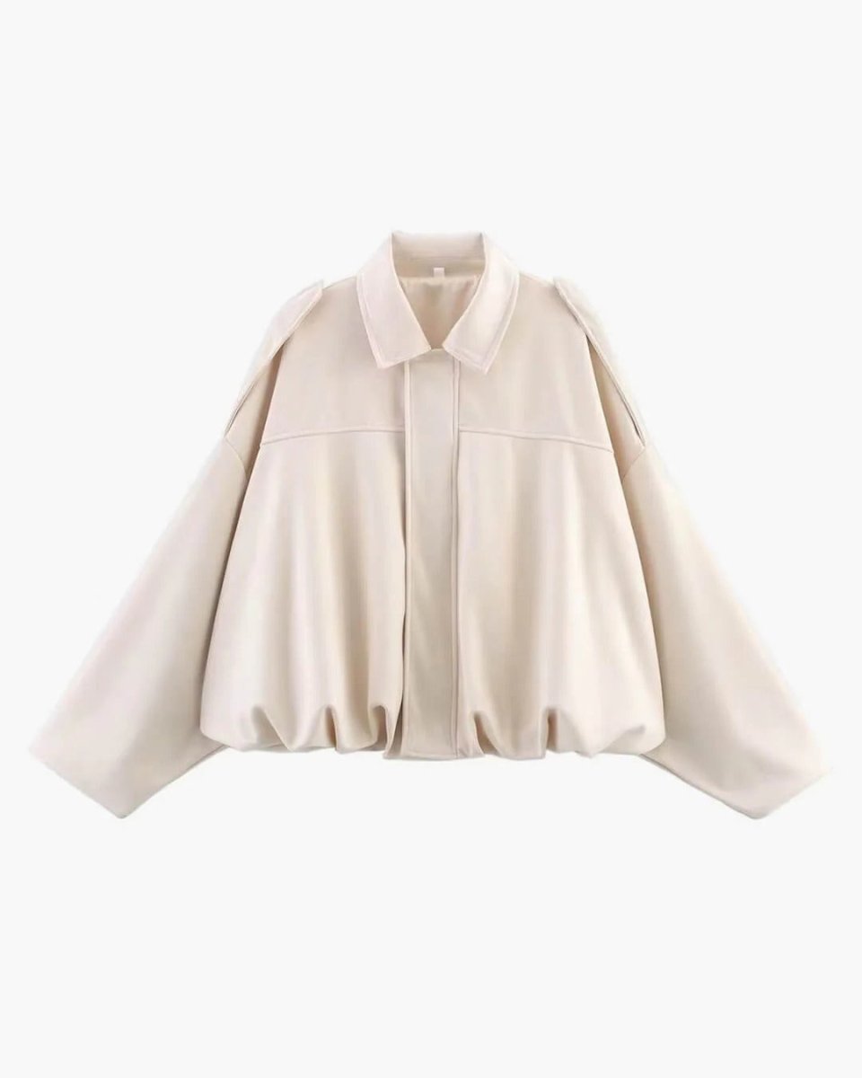 Hillevi | Collared Faux Suede Bomber Jacket for Women