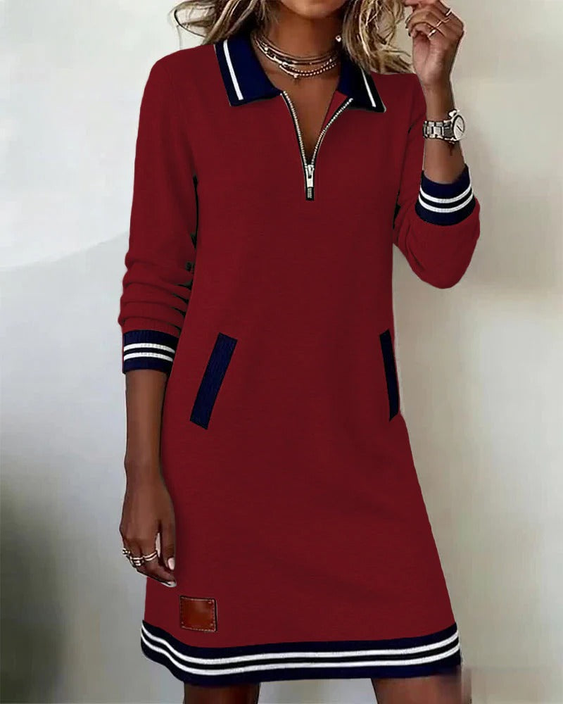 Della | Striped Long Sleeve Midi Dress for Women