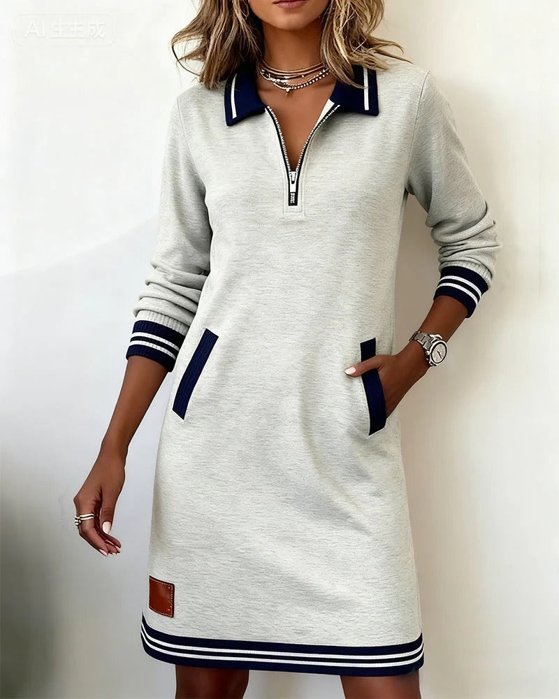 Della | Striped Long Sleeve Midi Dress for Women