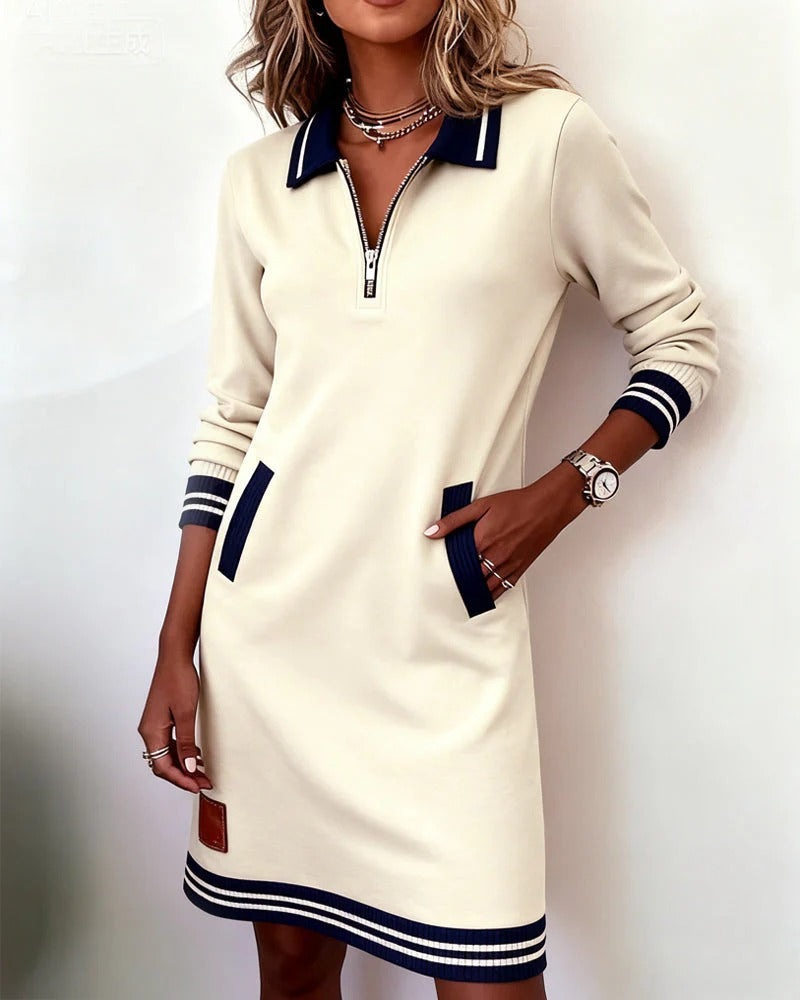 Della | Striped Long Sleeve Midi Dress for Women