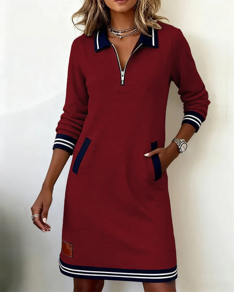 Della | Striped Long Sleeve Midi Dress for Women