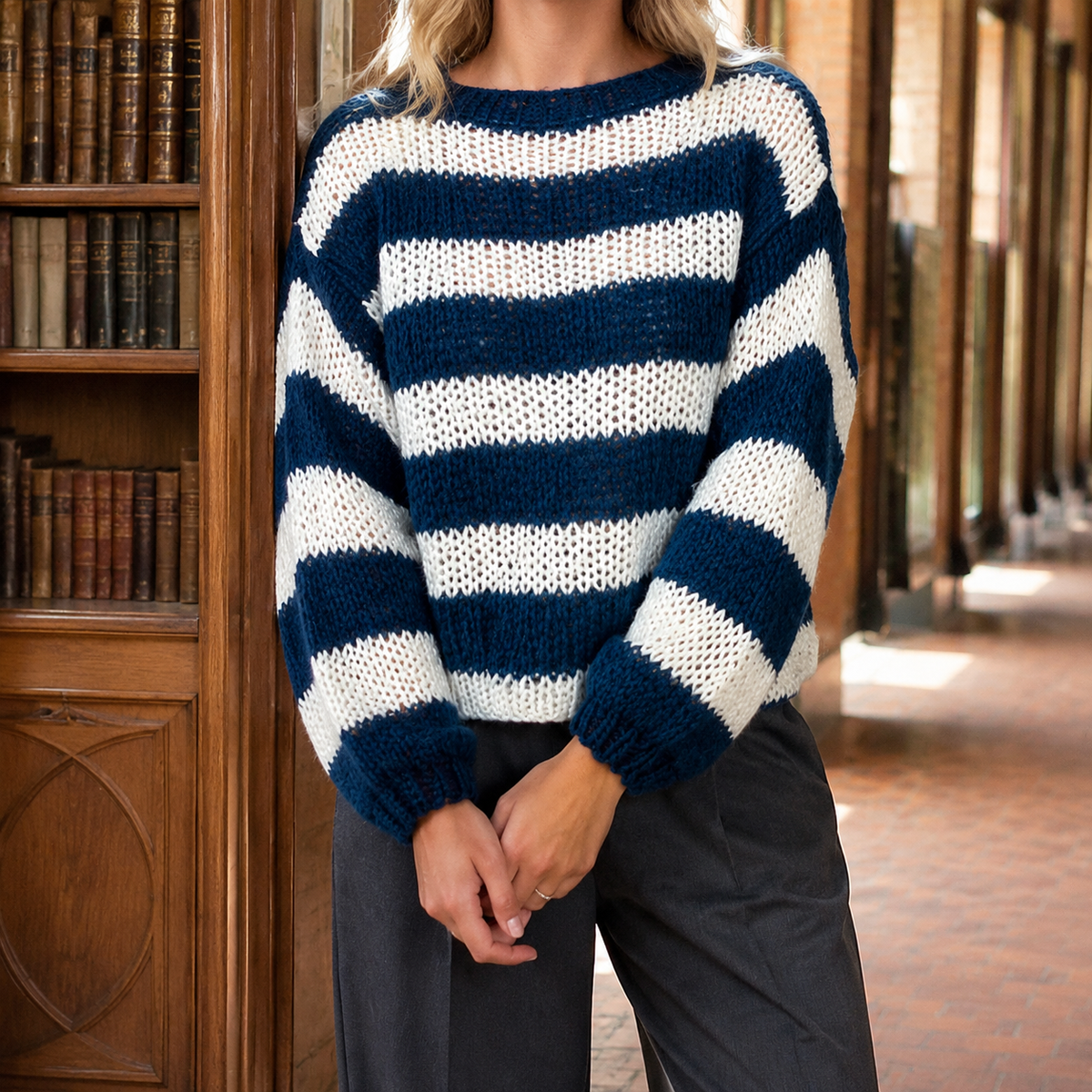 Yrsa | Striped Ribbed-Cuff Sweater for Women