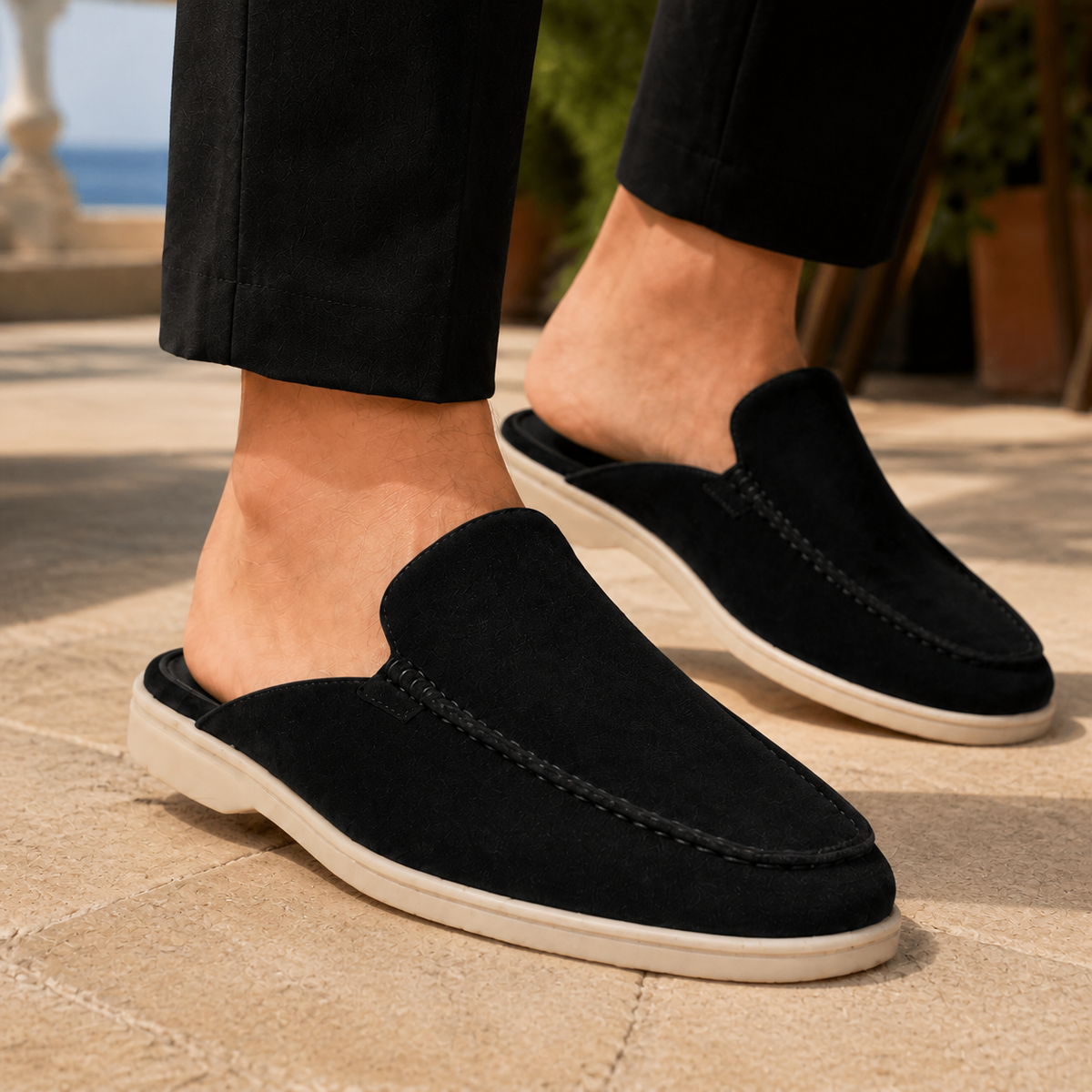 Emeryk | Suede Moccasin Mule Loafers for Men