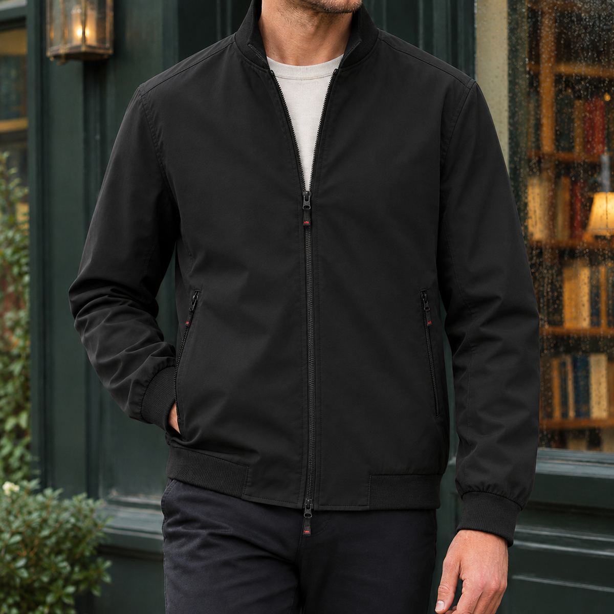 Dietmar | Stand Collar Zip-Up Jacket for Men