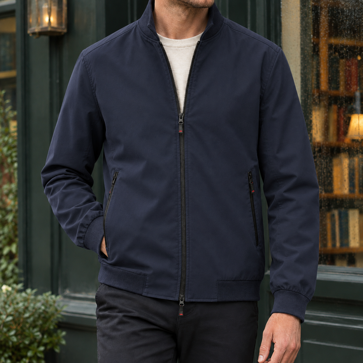 Dietmar | Stand Collar Zip-Up Jacket for Men