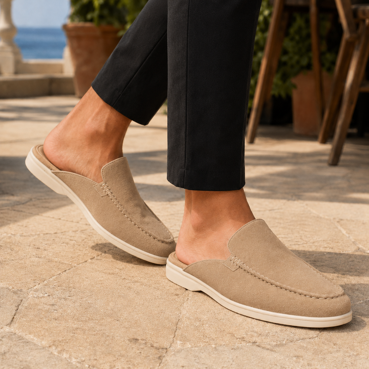 Emeryk | Suede Moccasin Mule Loafers for Men