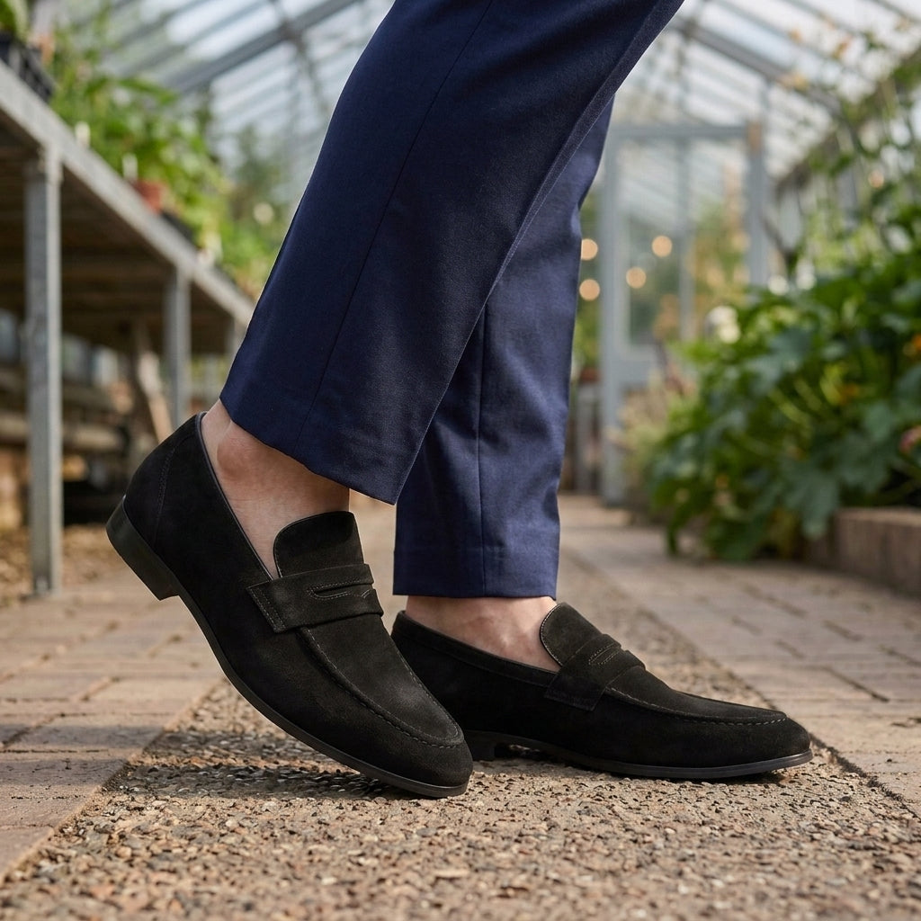 Simon | Suede-Effect Penny Loafers with Apron Seam for Men