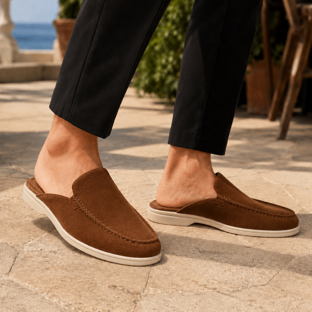Emeryk | Suede Moccasin Mule Loafers for Men