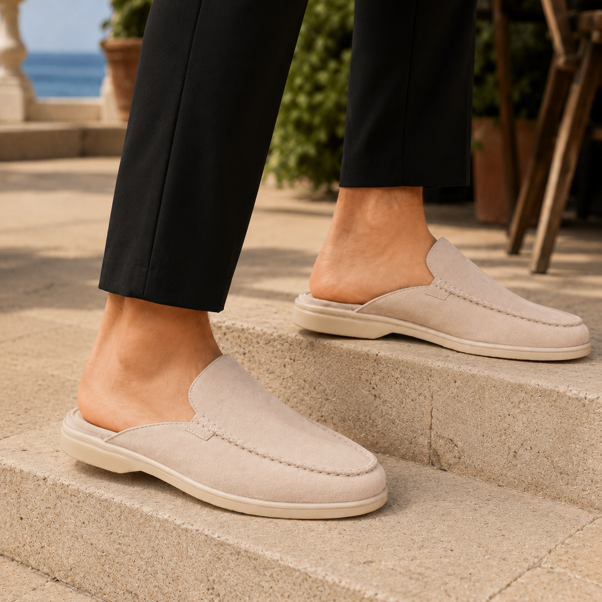 Emeryk | Suede Moccasin Mule Loafers for Men