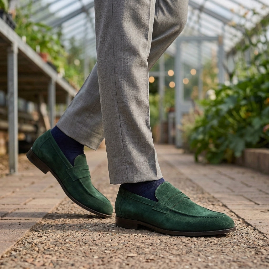 Simon | Suede-Effect Penny Loafers with Apron Seam for Men