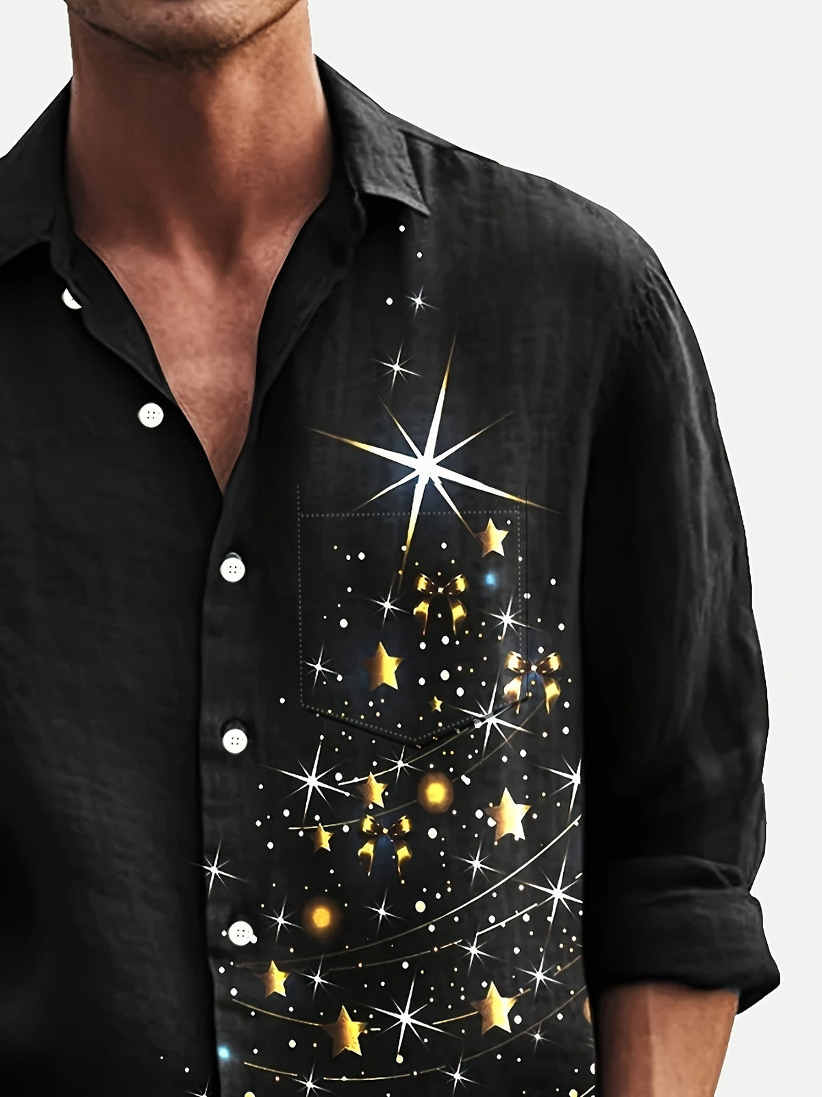 Kasten | Christmas Print Button-Down Shirt for Men