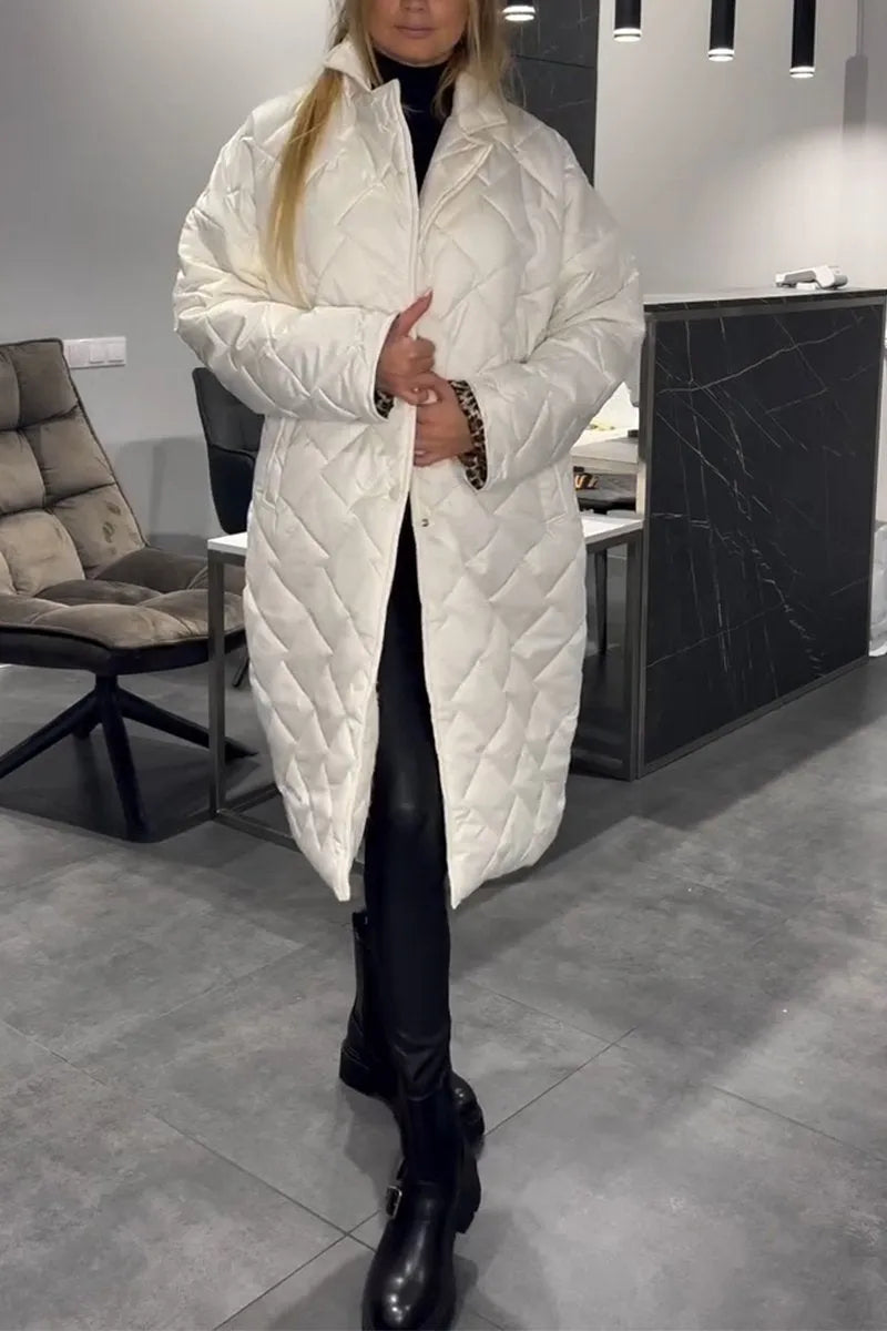 Selene | Women's Long Coat Mid-Length Silhouette Leopard Lining