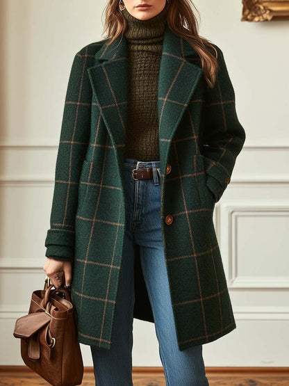 Arwen | Women's Plaid Coat Tailored Retro Lapel Office Wear