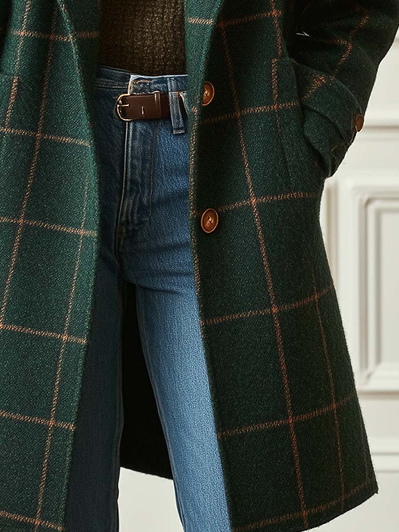 Arwen | Women's Plaid Coat Tailored Retro Lapel Office Wear