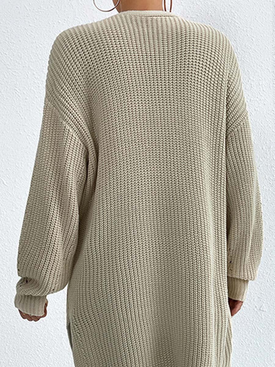 Aleida | Oversized Ribbed Knit Cardigan with Open Front for Women