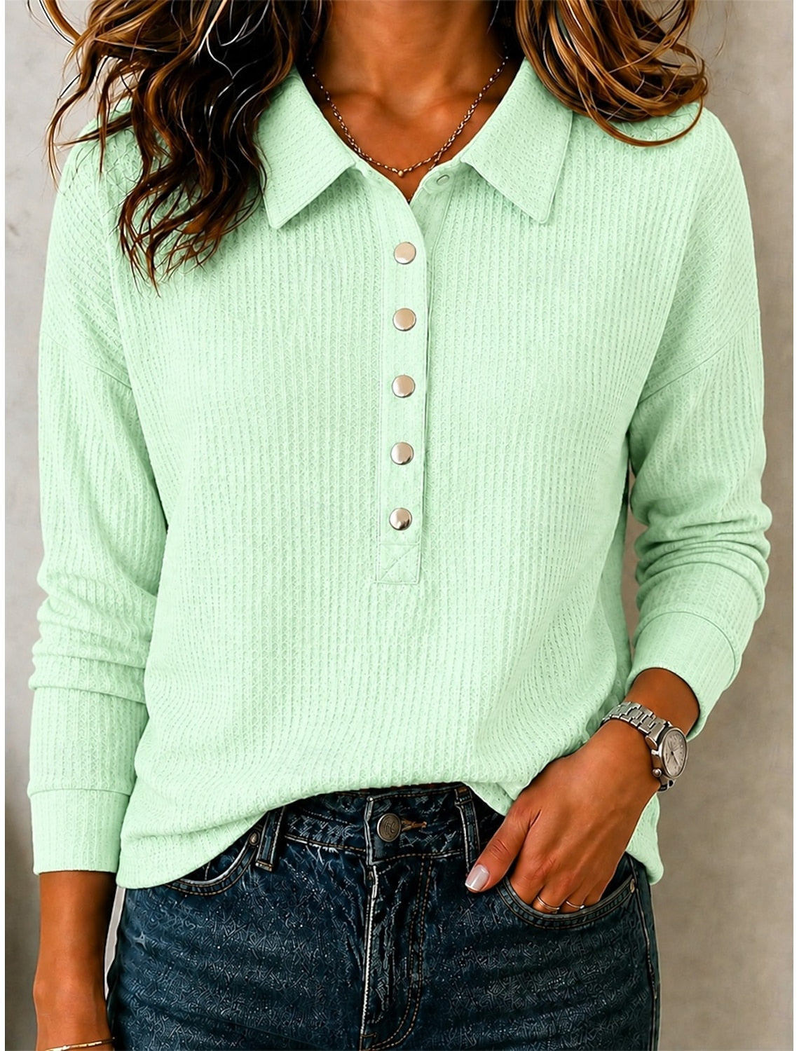 Katinka | Cable Knit Sweater with Polo Collar for Women