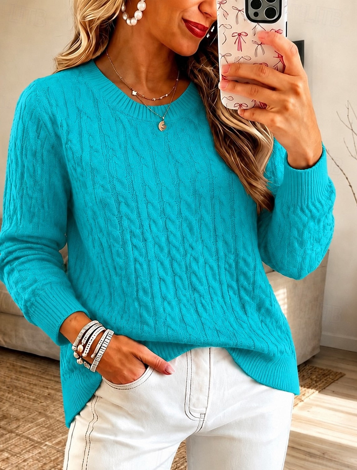 Karlijn | Cable Knit Sweater with V-Neck for Women