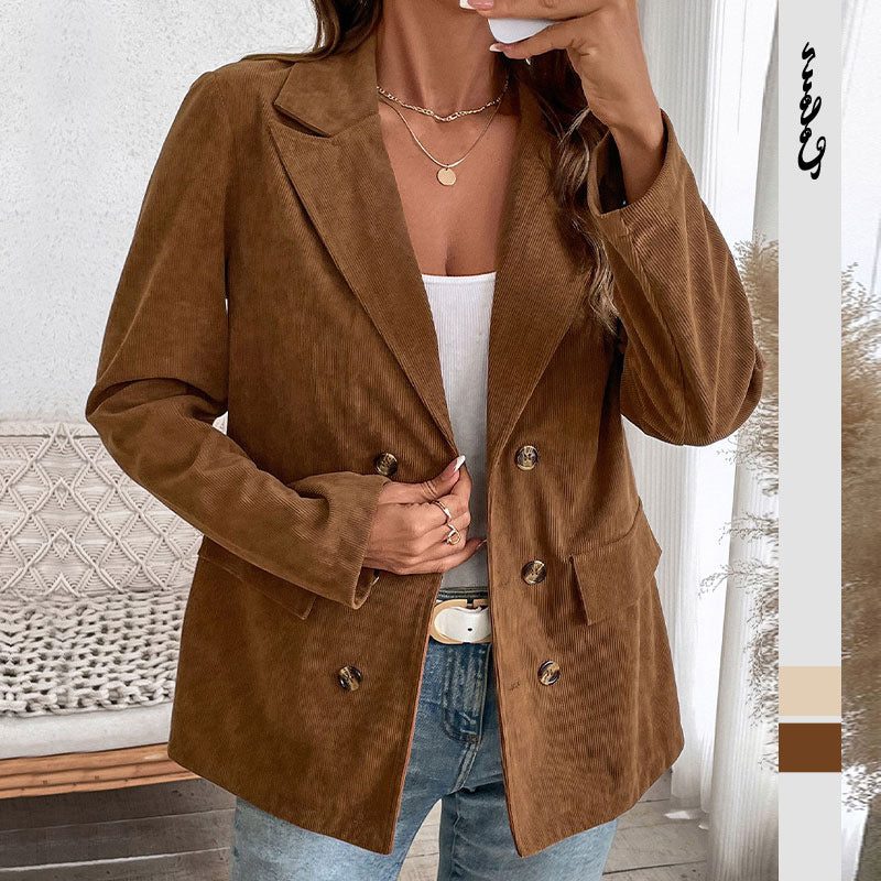 Beatrice | Double-Breasted Textured Oversized Blazer for Women