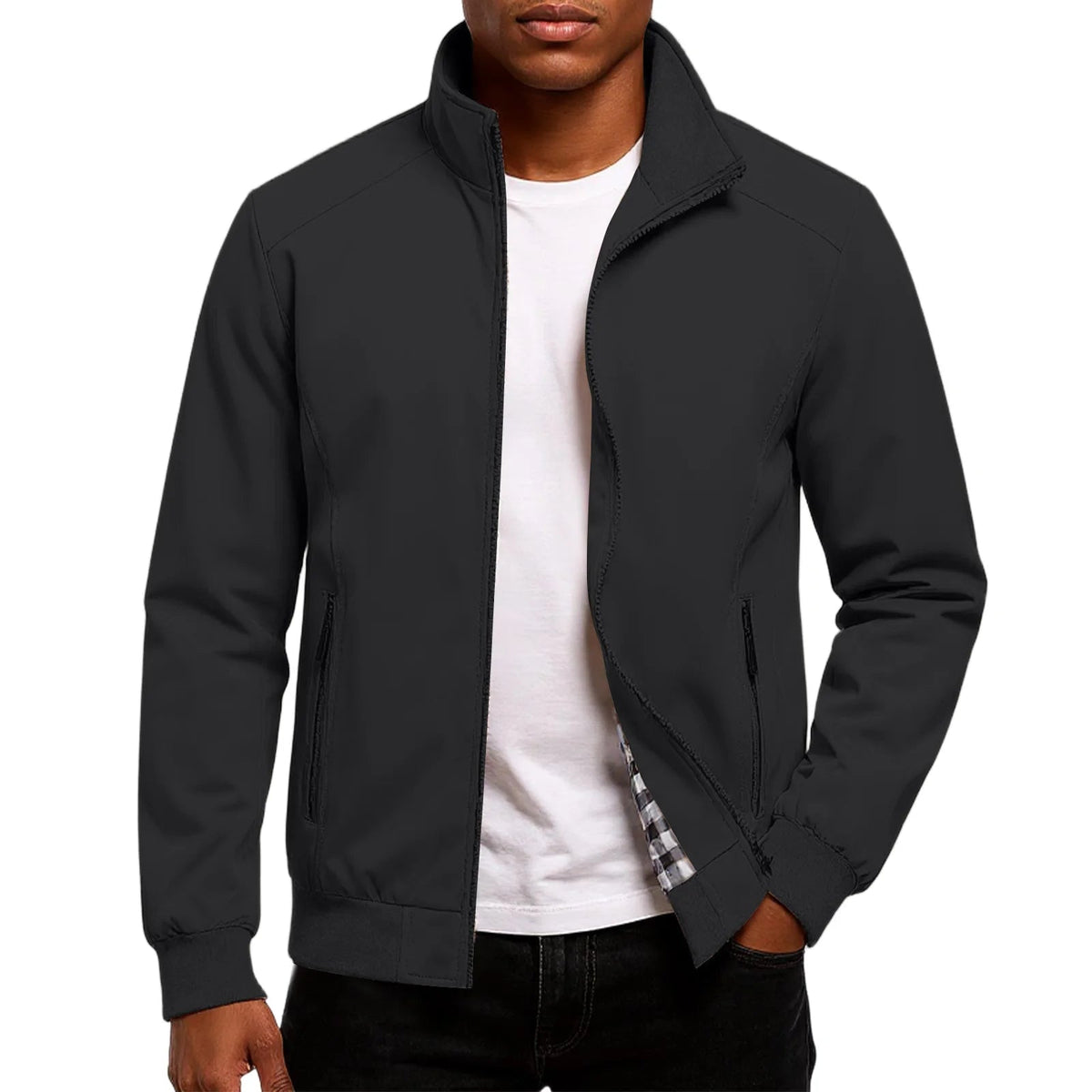 Lutz | Zip-Up Bomber Jacket with Ribbed Trim for Men