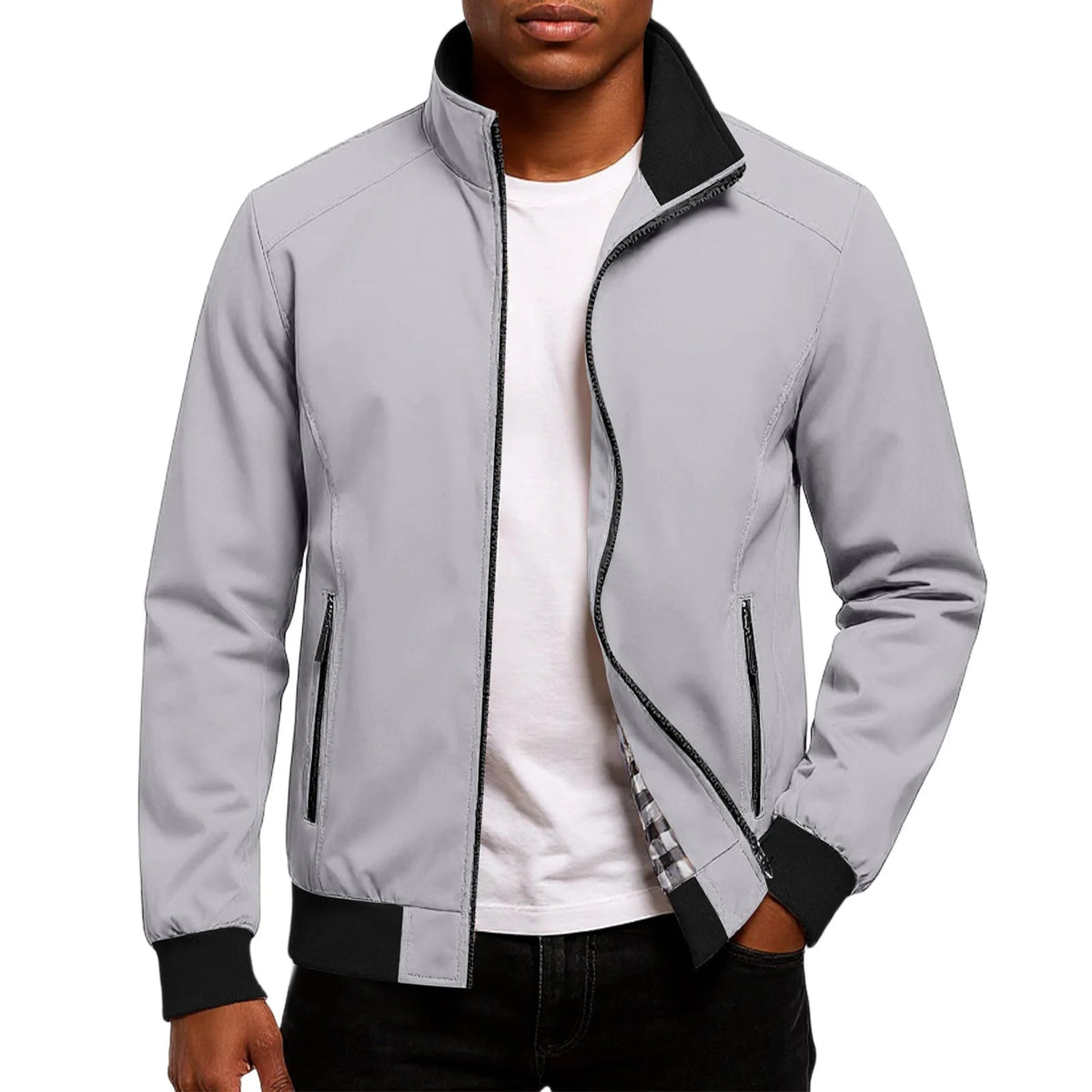 Lutz | Zip-Up Bomber Jacket with Ribbed Trim for Men