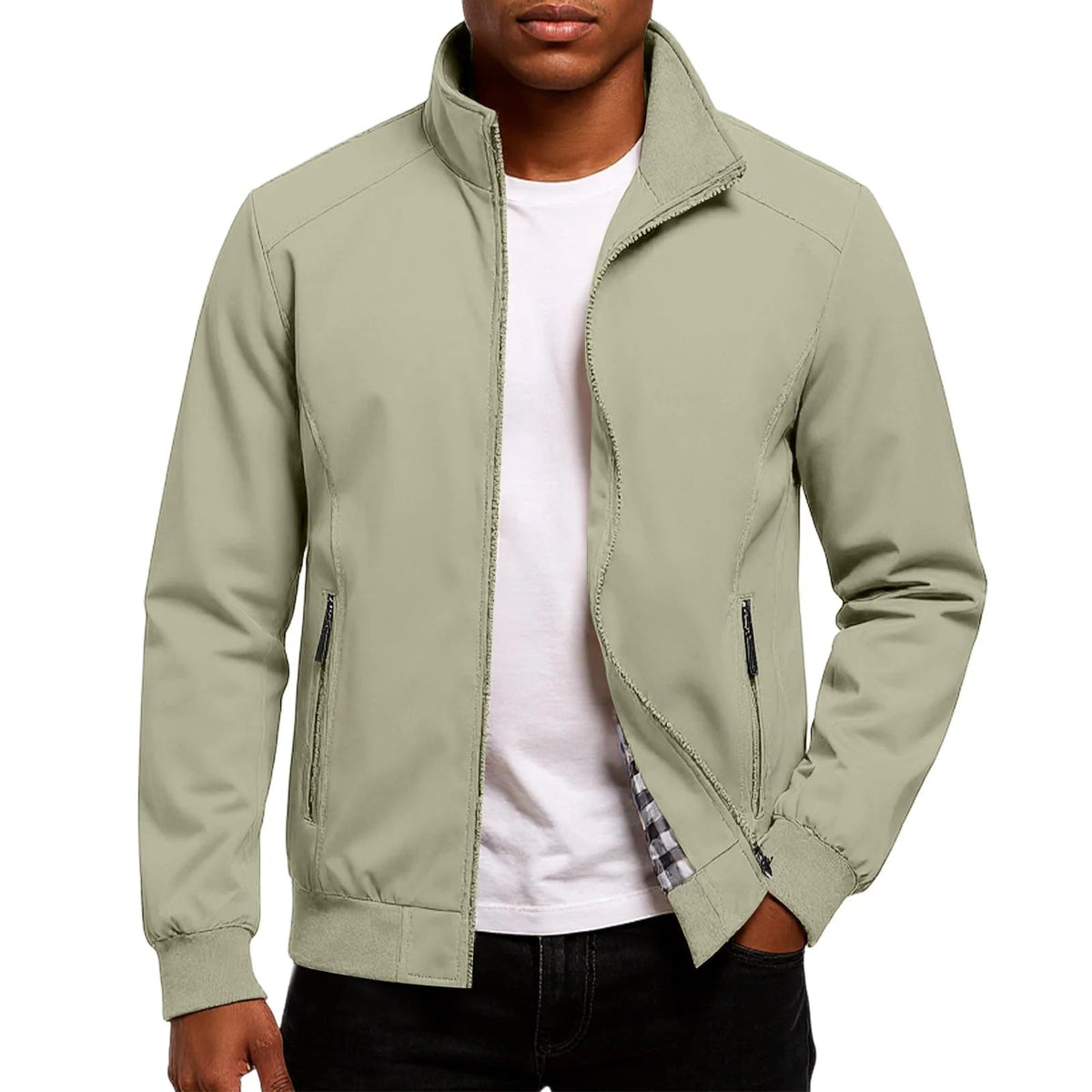 Lutz | Zip-Up Bomber Jacket with Ribbed Trim for Men