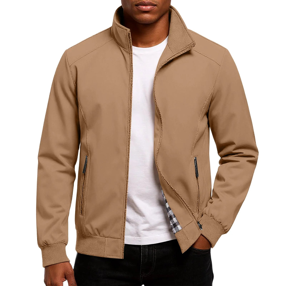 Lutz | Zip-Up Bomber Jacket with Ribbed Trim for Men